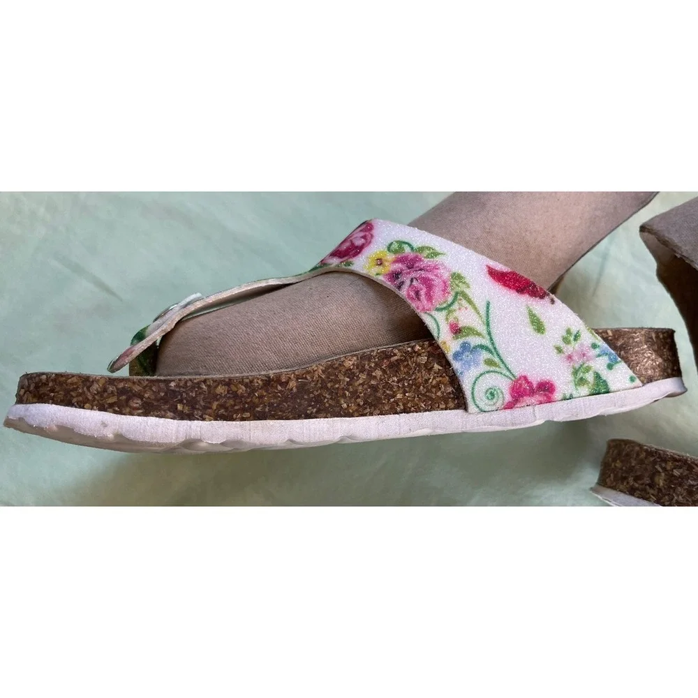 Giulia‎ Palai Girls Kids Sandals Size 1 Pretty! Floral And White